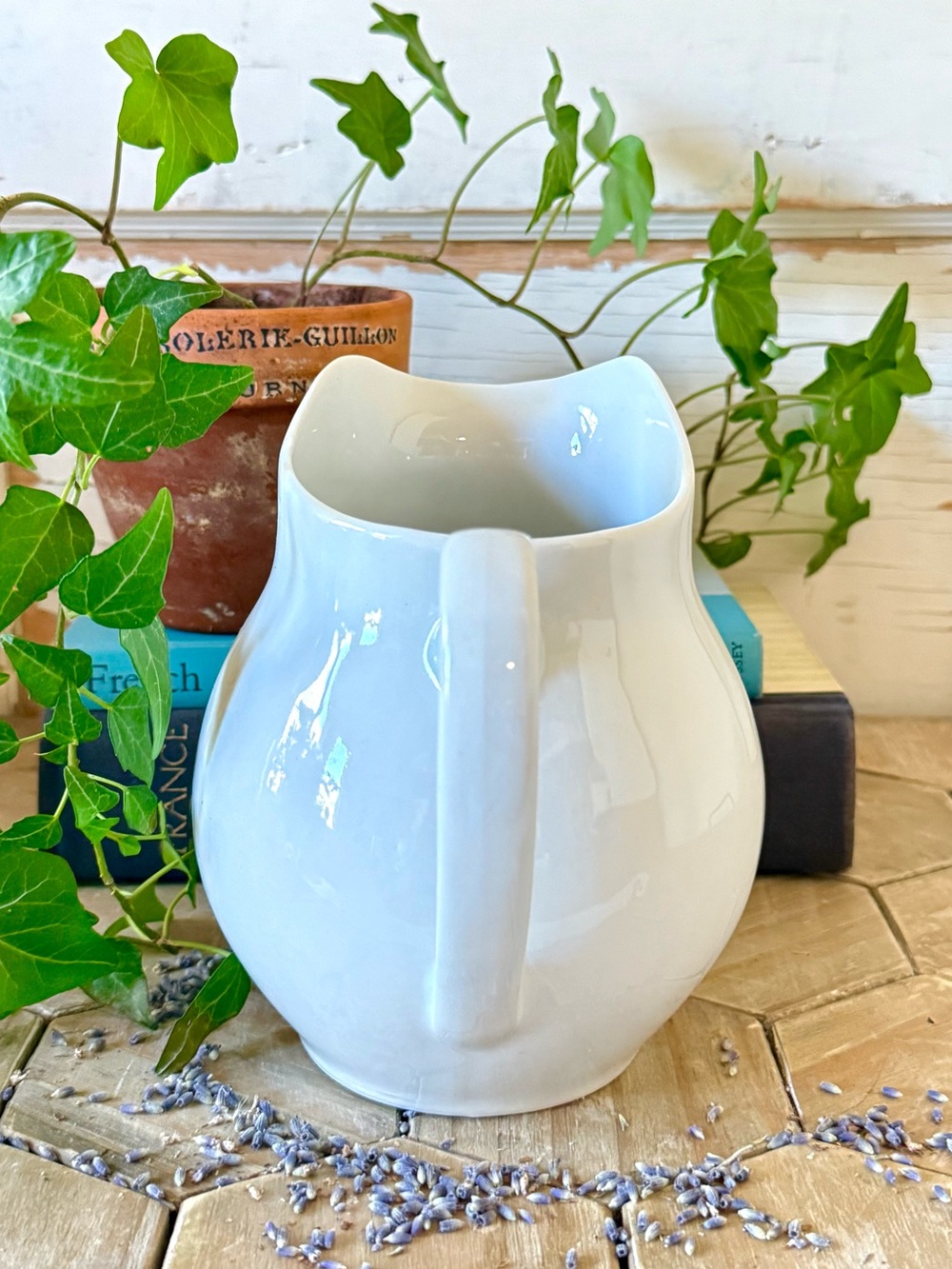 Vintage White Ironstone Chubby Chunky Pitcher,
6.5” - Picture 7 of 9